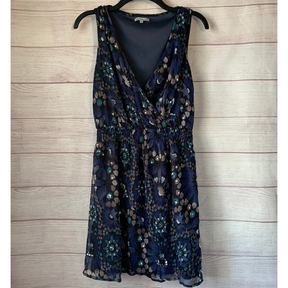 Charlotte Russe Blue Tunic Blouse or Dress Sleeveless Retro Y2K Sequins Size M - Picture 1 of 16